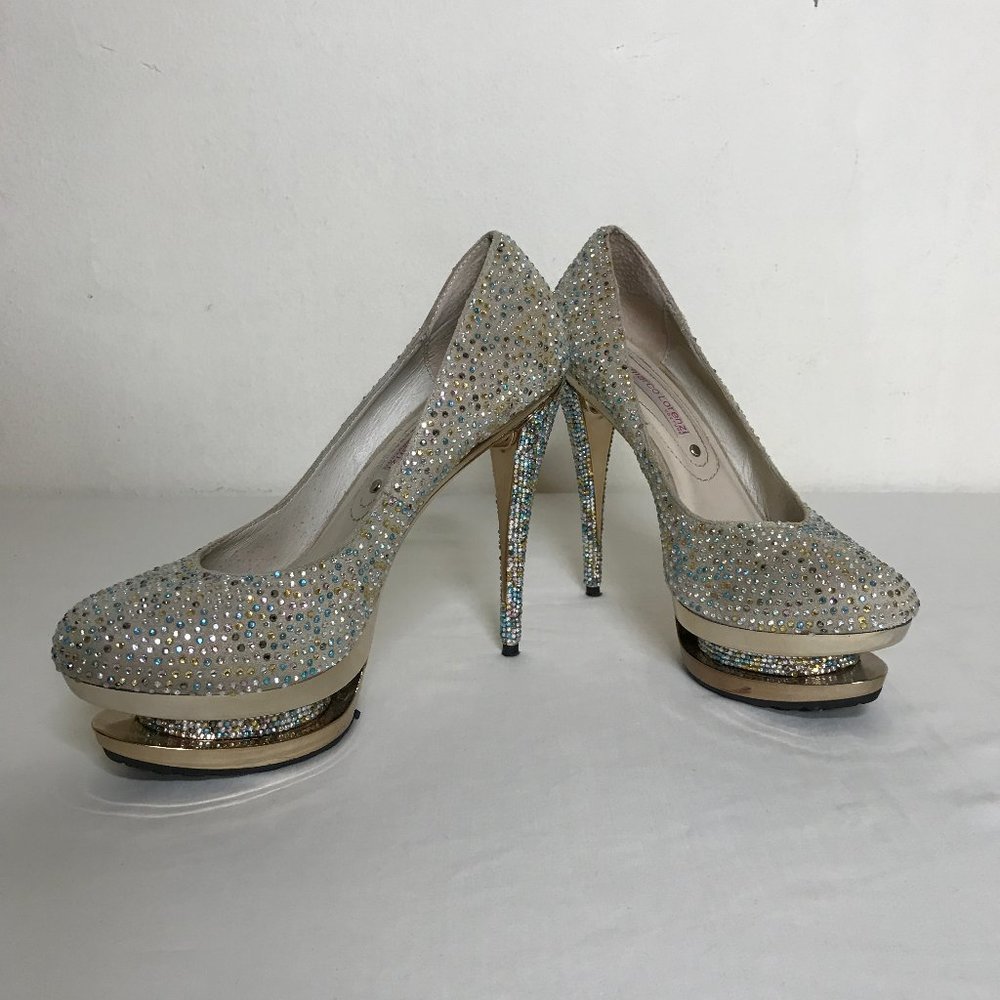 Gianmarco Lorenzi Multi Color Crystals Stiletto Heels Art To Wear Platform Shoes